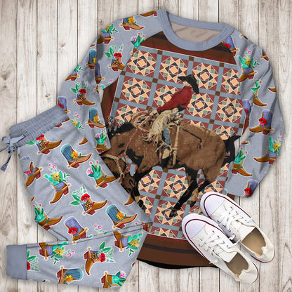 Cowboy Pajama Set |Sleepwear Pjs Sets | Raglan Shirt Pants Set