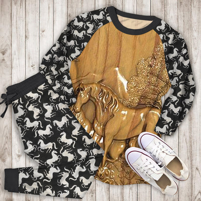Horse Pajama Set | Pajamas | Cotton Sleepwear Sets | Soft Long Sleeve Pjs | Raglan Shirt and Pants Set