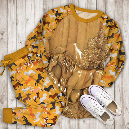 Horse Pajama Set | Pajamas | Cotton Sleepwear Sets | Soft Long Sleeve Pjs | Raglan Shirt and Pants Set
