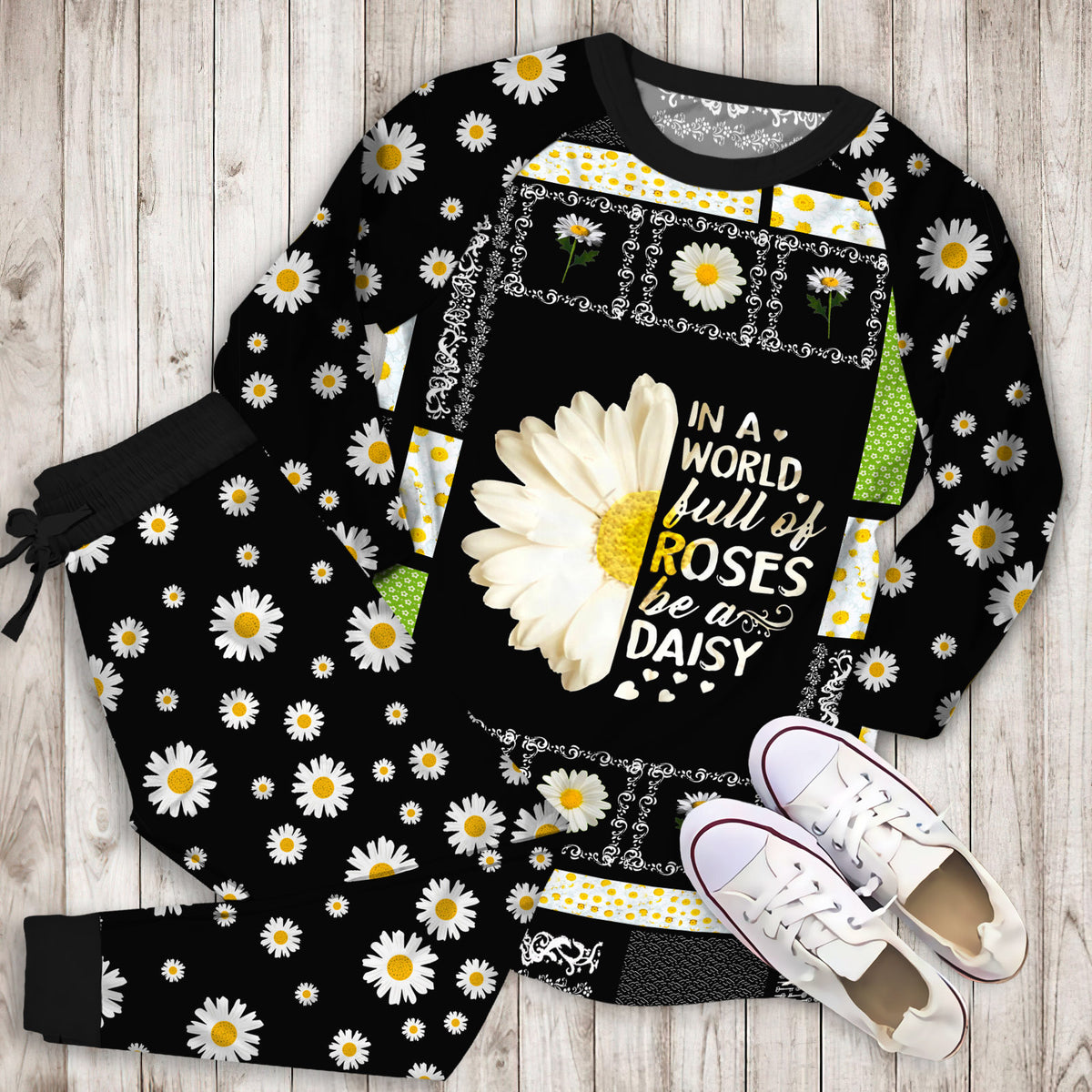 Be Daisy Pajama Set |Sleepwear Pjs Sets | Raglan Shirt Pants Set