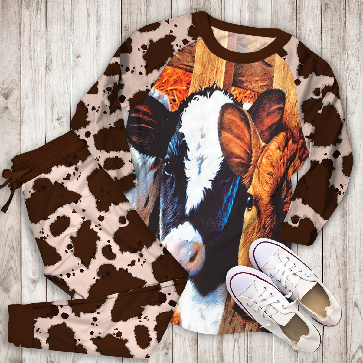 Cow Farm Pajama Set |Sleepwear Pjs Sets | Raglan Shirt Pants Set