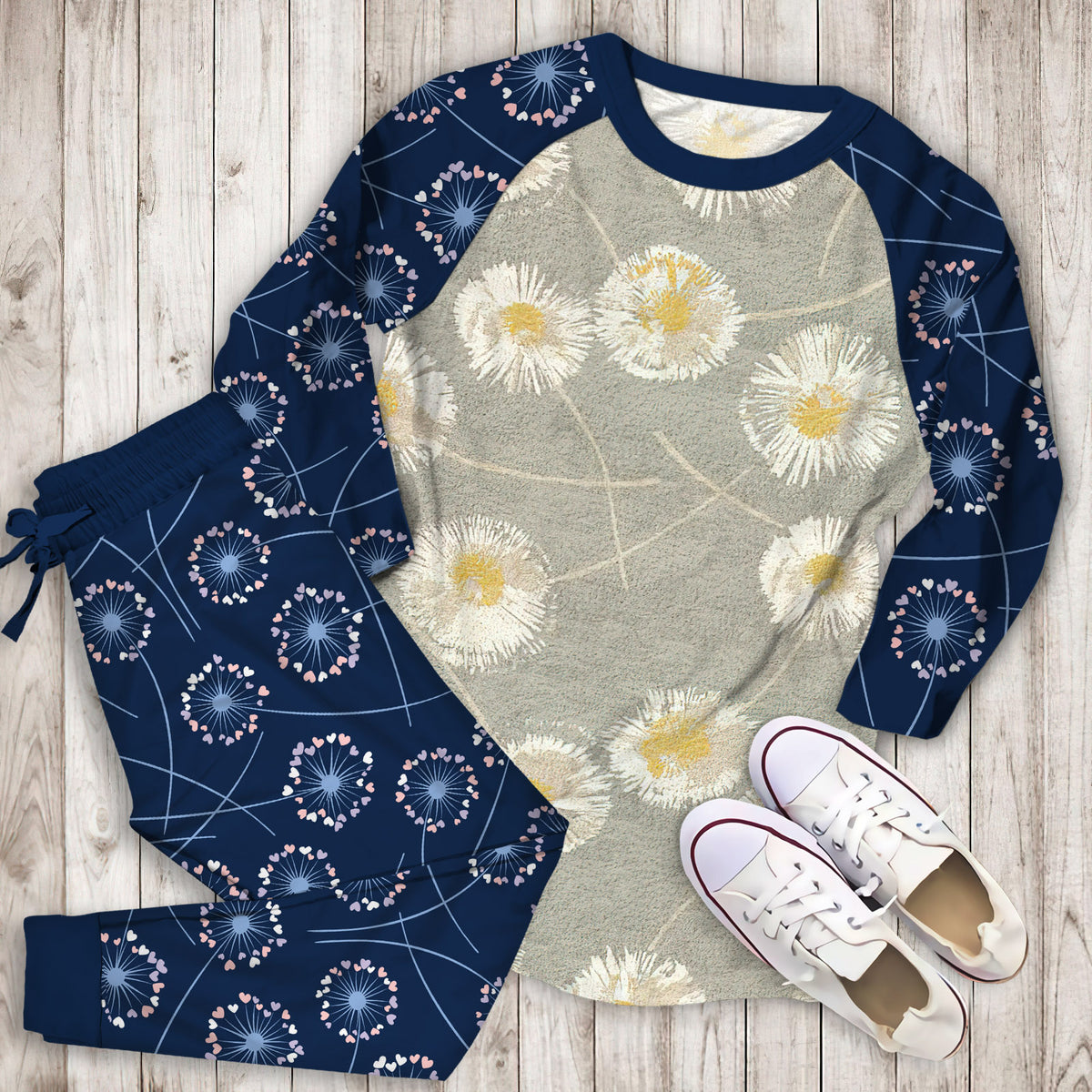 Dandelion Pajama Set |Sleepwear Pjs Sets | Raglan Shirt Pants Set