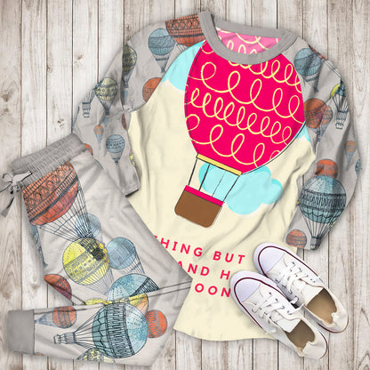 Hot Air Balloon Personalized Name Pajama Set |Sleepwear Pjs Sets | Raglan Shirt Pants Set