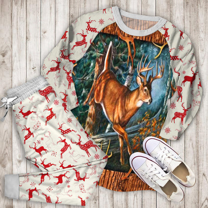 Deer Hunting Pajama Set | Pajamas | Cotton Sleepwear Sets | Soft Long Sleeve Pjs | Raglan Shirt and Pants Set