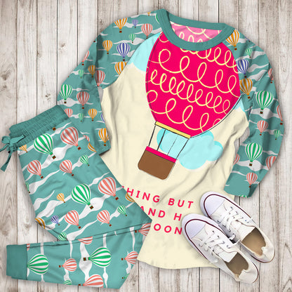 Hot Air Balloon Personalized Name Pajama Set |Sleepwear Pjs Sets | Raglan Shirt Pants Set