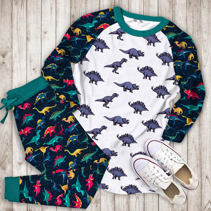 Dinosaur Pajama Set | Pajamas | Cotton Sleepwear Sets | Soft Long Sleeve Pjs | Raglan Shirt and Pants Set
