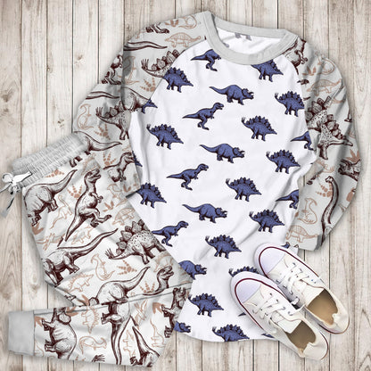 Dinosaur Pajama Set | Pajamas | Cotton Sleepwear Sets | Soft Long Sleeve Pjs | Raglan Shirt and Pants Set