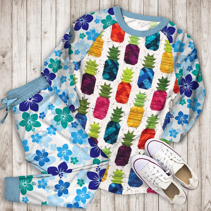 Hawaii Pineapple Pajama Set |Sleepwear Pjs Sets | Raglan Shirt Pants Set