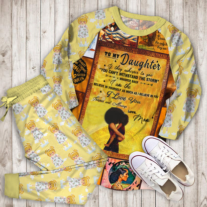 To My Daughter Black Woman Pajama Set |Sleepwear Pjs Sets | Raglan Shirt Pants Set