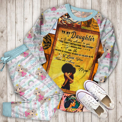 To My Daughter Black Woman Pajama Set |Sleepwear Pjs Sets | Raglan Shirt Pants Set
