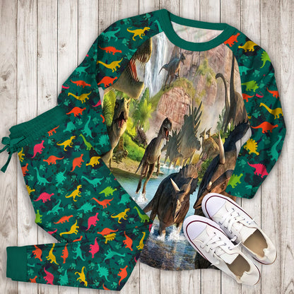 Dinosaur Pajama Set | Pajamas | Cotton Sleepwear Sets | Soft Long Sleeve Pjs | Raglan Shirt and Pants Set