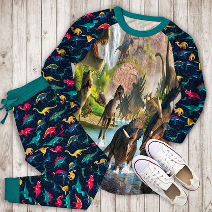 Dinosaur Pajama Set | Pajamas | Cotton Sleepwear Sets | Soft Long Sleeve Pjs | Raglan Shirt and Pants Set