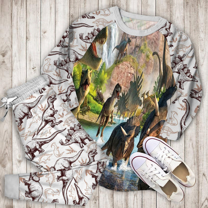 Dinosaur Pajama Set | Pajamas | Cotton Sleepwear Sets | Soft Long Sleeve Pjs | Raglan Shirt and Pants Set