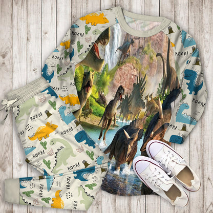 Dinosaur Pajama Set | Pajamas | Cotton Sleepwear Sets | Soft Long Sleeve Pjs | Raglan Shirt and Pants Set