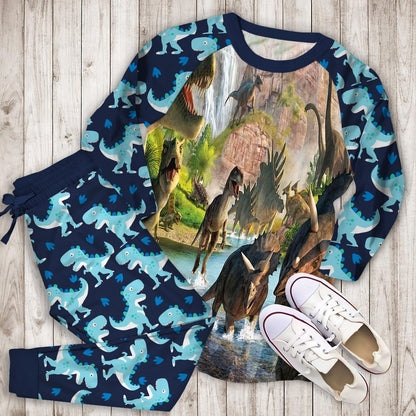 Dinosaur Pajama Set | Pajamas | Cotton Sleepwear Sets | Soft Long Sleeve Pjs | Raglan Shirt and Pants Set