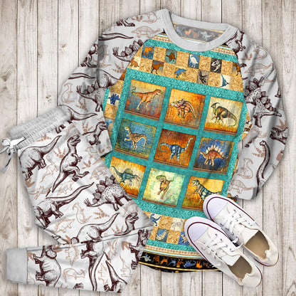 Dinosaur Lost World Pajama Set | Pajamas | Cotton Sleepwear Sets | Soft Long Sleeve Pjs | Raglan Shirt and Pants Set