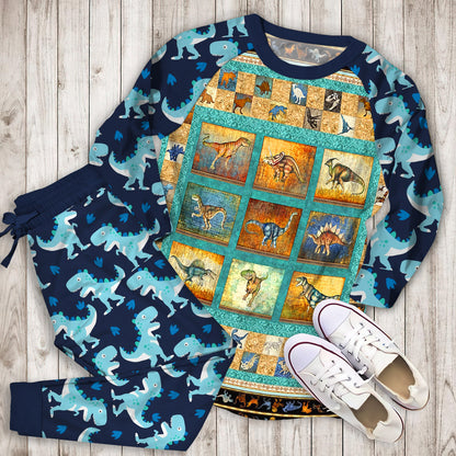 Dinosaur Lost World Pajama Set | Pajamas | Cotton Sleepwear Sets | Soft Long Sleeve Pjs | Raglan Shirt and Pants Set