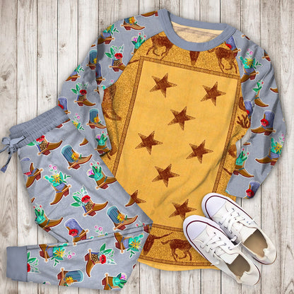 Cowboy Up Rustic Pajama Set |Sleepwear Pjs Sets | Raglan Shirt Pants Set