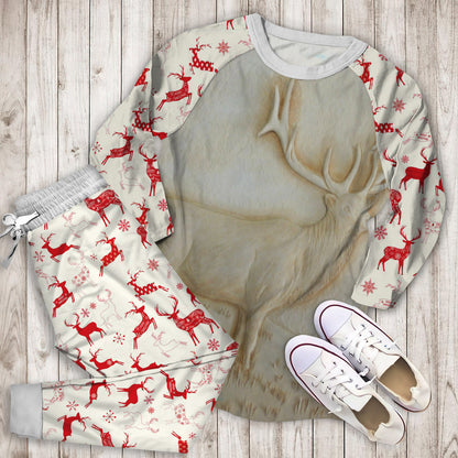 Deer Pajama Set | Pajamas | Cotton Sleepwear Sets | Soft Long Sleeve Pjs | Raglan Shirt and Pants Set