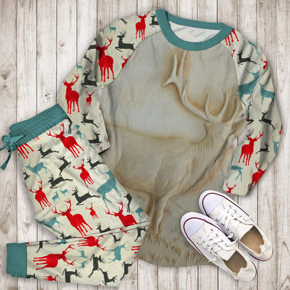 Deer Pajama Set | Pajamas | Cotton Sleepwear Sets | Soft Long Sleeve Pjs | Raglan Shirt and Pants Set
