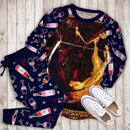 Wine Pajama Set | Pajamas | Cotton Sleepwear Sets | Soft Long Sleeve Pjs | Raglan Shirt and Pants Set