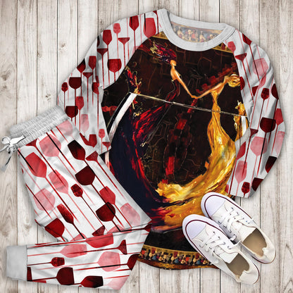 Wine Pajama Set | Pajamas | Cotton Sleepwear Sets | Soft Long Sleeve Pjs | Raglan Shirt and Pants Set