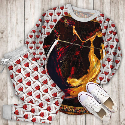 Wine Pajama Set | Pajamas | Cotton Sleepwear Sets | Soft Long Sleeve Pjs | Raglan Shirt and Pants Set
