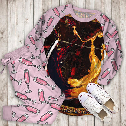 Wine Pajama Set | Pajamas | Cotton Sleepwear Sets | Soft Long Sleeve Pjs | Raglan Shirt and Pants Set