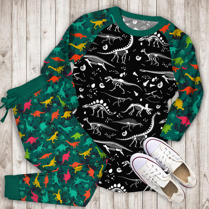 Black Dinosaur Pajama Set |Sleepwear Pjs Sets | Raglan Shirt Pants Set