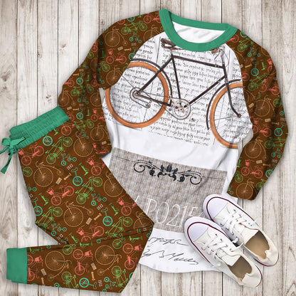 Bicycle Pajama Set | Pajamas | Cotton Sleepwear Sets | Soft Long Sleeve Pjs | Raglan Shirt and Pants Set