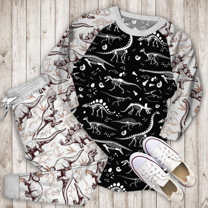 Black Dinosaur Pajama Set |Sleepwear Pjs Sets | Raglan Shirt Pants Set