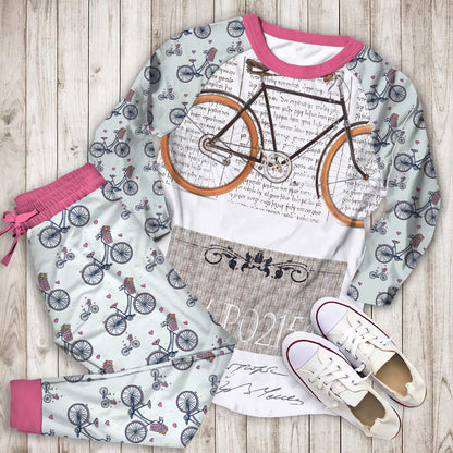 Bicycle Pajama Set | Pajamas | Cotton Sleepwear Sets | Soft Long Sleeve Pjs | Raglan Shirt and Pants Set