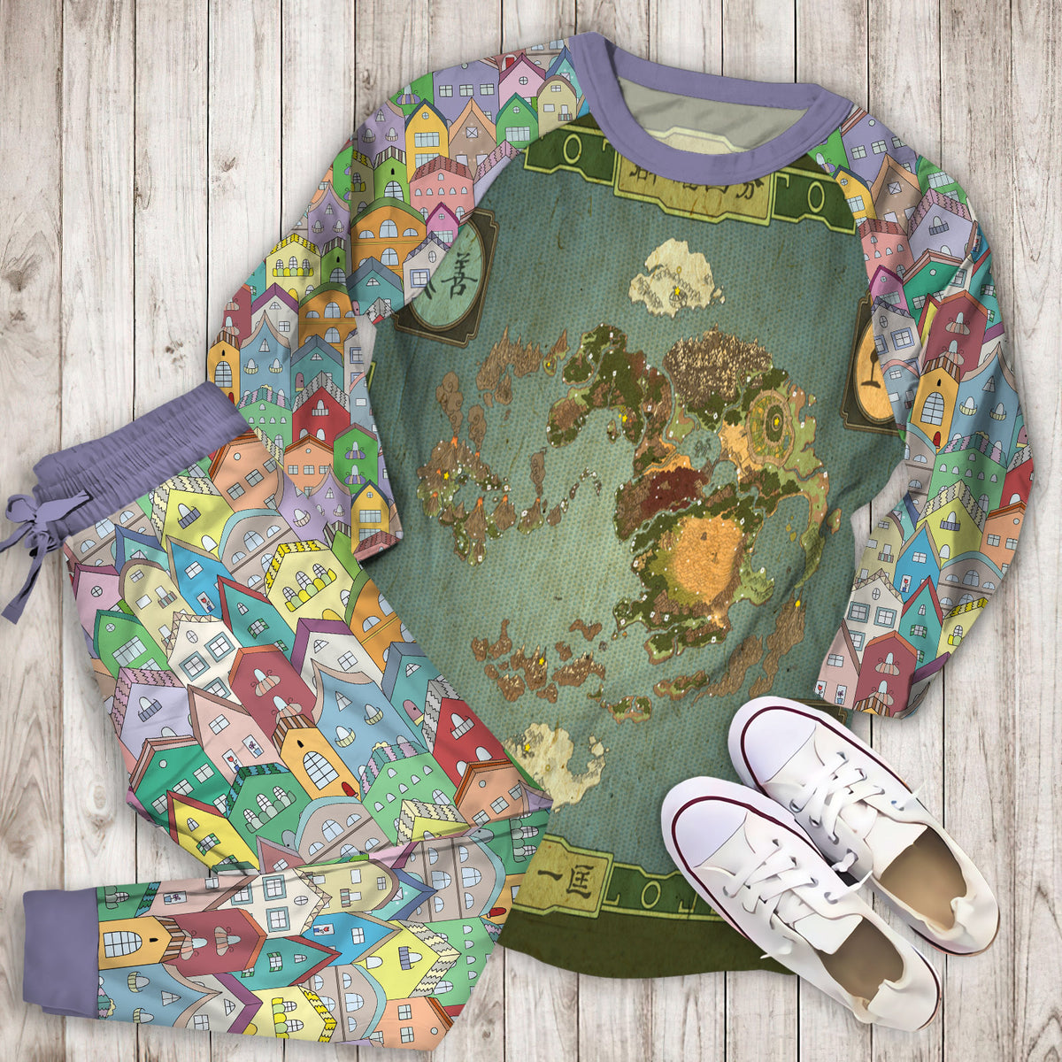 World Of Avatar Grapic Home Pajama Set |Sleepwear Pjs Sets | Raglan Shirt Pants Set