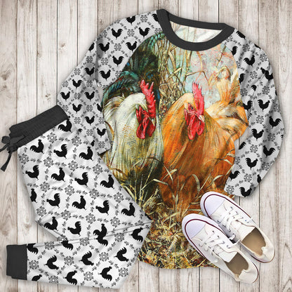 Rooster Pajama Set | Pajamas | Cotton Sleepwear Sets | Soft Long Sleeve Pjs | Raglan Shirt and Pants Set