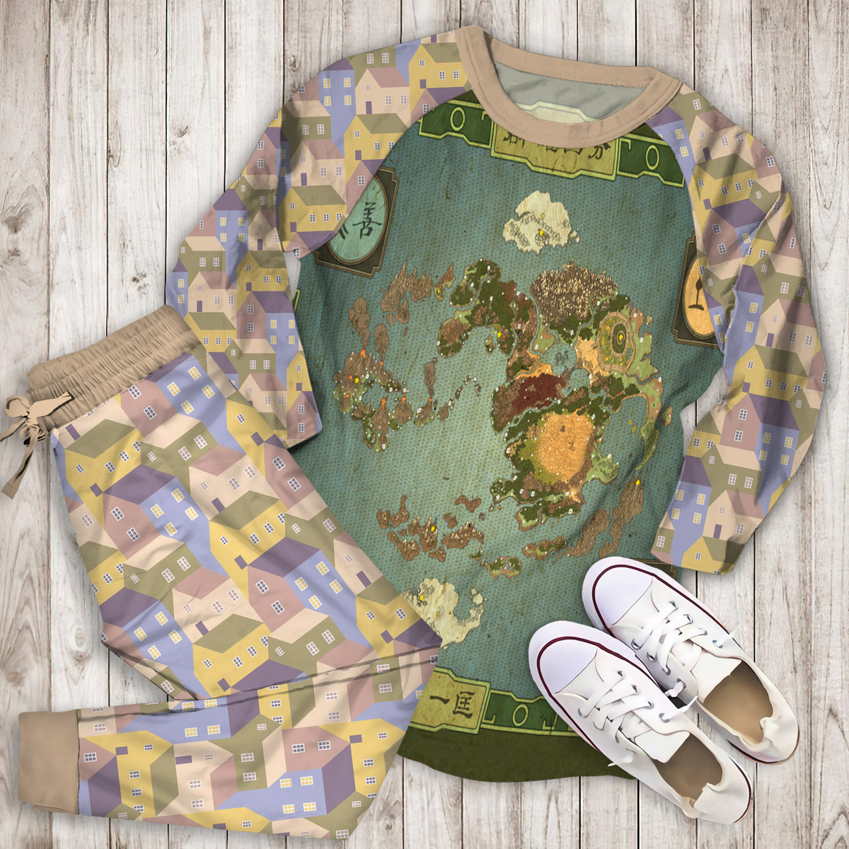 World Of Avatar Grapic Home Pajama Set |Sleepwear Pjs Sets | Raglan Shirt Pants Set