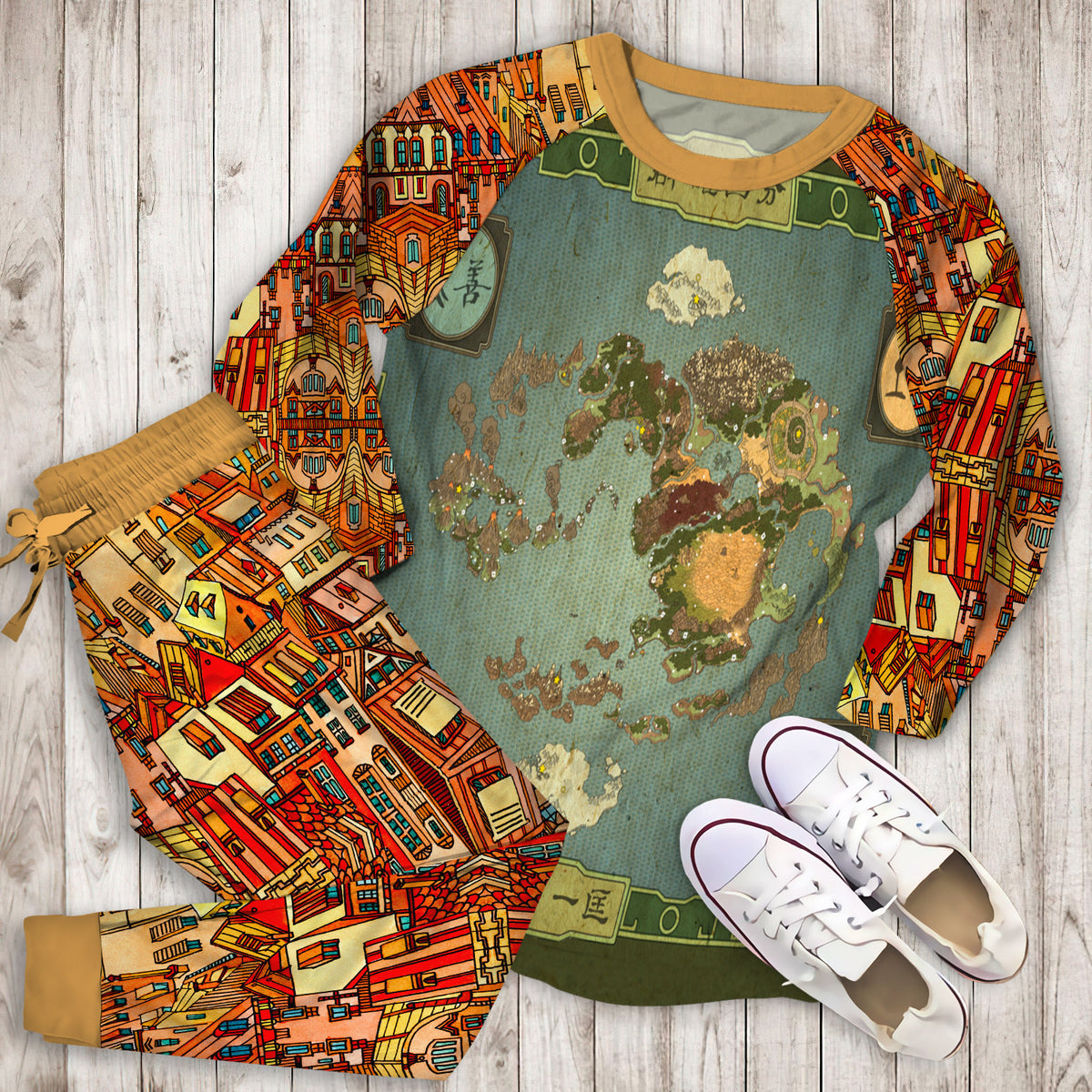 World Of Avatar Grapic Home Pajama Set |Sleepwear Pjs Sets | Raglan Shirt Pants Set