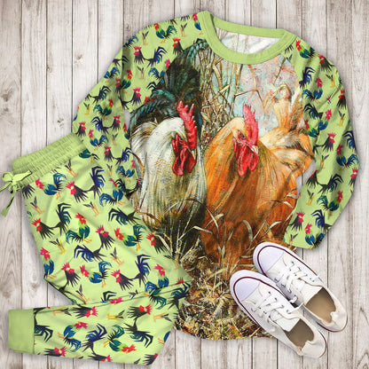 Rooster Pajama Set | Pajamas | Cotton Sleepwear Sets | Soft Long Sleeve Pjs | Raglan Shirt and Pants Set