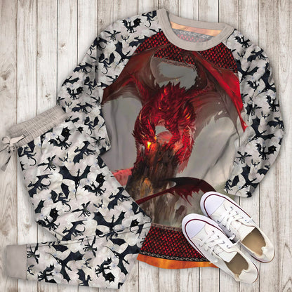 Dragon Pajama Set | Pajamas | Cotton Sleepwear Sets | Soft Long Sleeve Pjs | Raglan Shirt and Pants Set