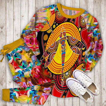 Aboriginal Dragonfly Australia Pajama Set | Pajamas | Cotton Sleepwear Sets | Soft Long Sleeve Pjs | Raglan Shirt and Pants Set