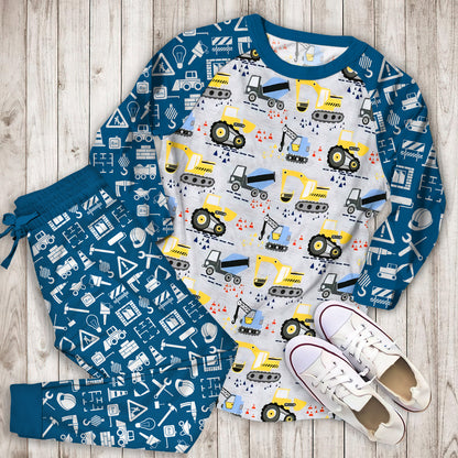 Construction Truck Pajama Set |Sleepwear Pjs Sets | Raglan Shirt Pants Set