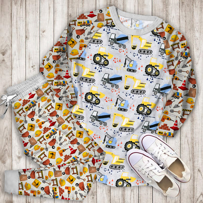 Construction Truck Pajama Set |Sleepwear Pjs Sets | Raglan Shirt Pants Set
