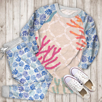 Coral Reef Pajama Set | Pajamas | Cotton Sleepwear Sets | Soft Long Sleeve Pjs | Raglan Shirt and Pants Set