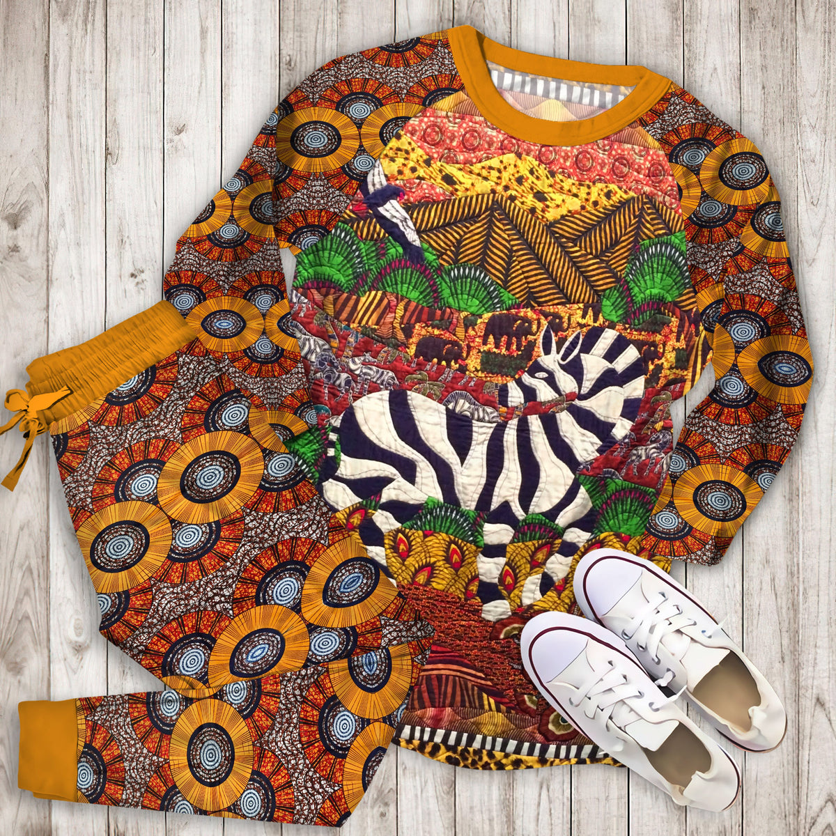 African Pajama Set | Pajamas | Cotton Sleepwear Sets | Soft Long Sleeve Pjs | Raglan Shirt and Pants Set