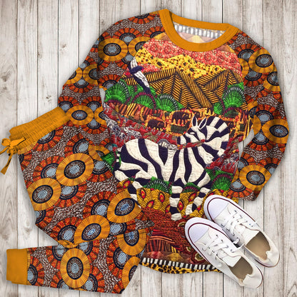African Pajama Set | Pajamas | Cotton Sleepwear Sets | Soft Long Sleeve Pjs | Raglan Shirt and Pants Set