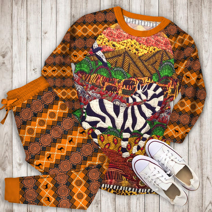 African Pajama Set | Pajamas | Cotton Sleepwear Sets | Soft Long Sleeve Pjs | Raglan Shirt and Pants Set