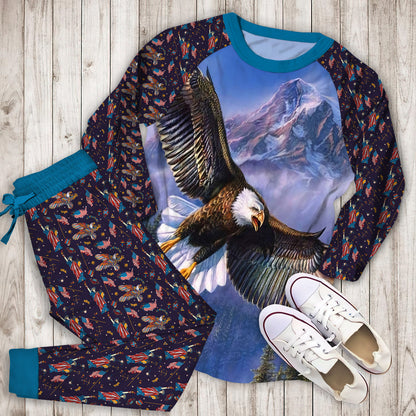 Eagle Pajama Set | Pajamas | Cotton Sleepwear Sets | Soft Long Sleeve Pjs | Raglan Shirt and Pants Set