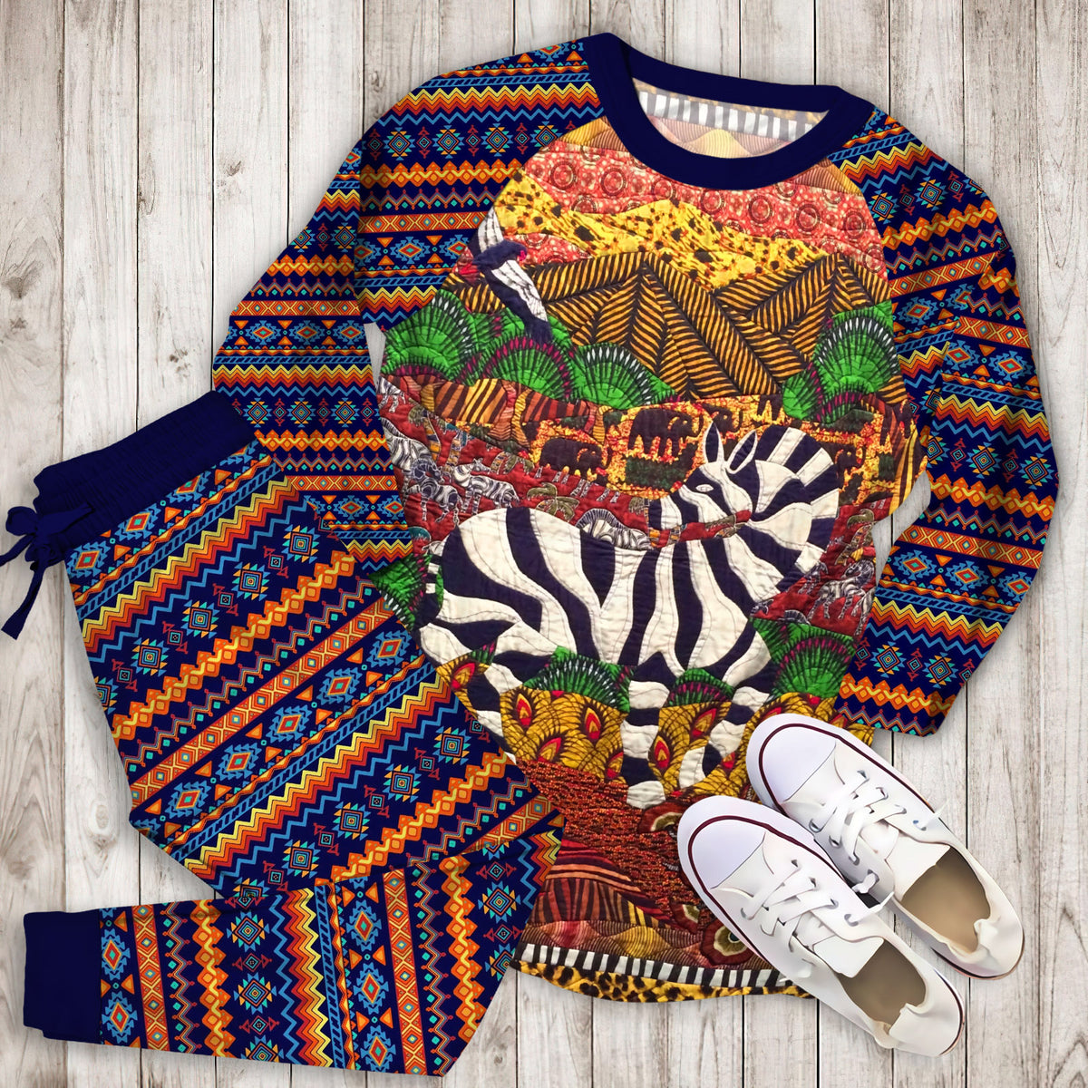 African Pajama Set | Pajamas | Cotton Sleepwear Sets | Soft Long Sleeve Pjs | Raglan Shirt and Pants Set