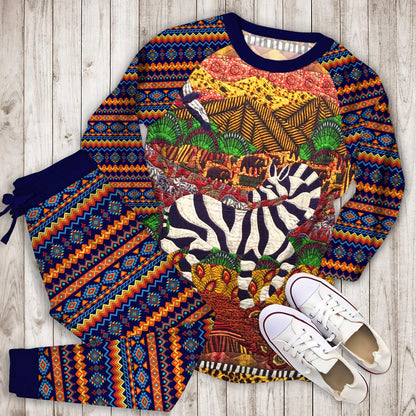 African Pajama Set | Pajamas | Cotton Sleepwear Sets | Soft Long Sleeve Pjs | Raglan Shirt and Pants Set