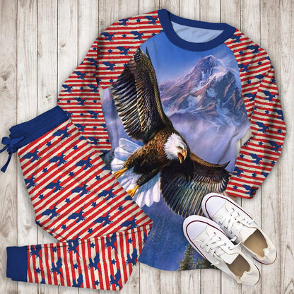 Eagle Pajama Set | Pajamas | Cotton Sleepwear Sets | Soft Long Sleeve Pjs | Raglan Shirt and Pants Set