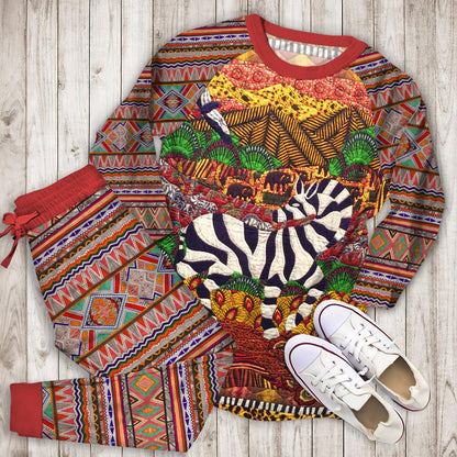 African Pajama Set | Pajamas | Cotton Sleepwear Sets | Soft Long Sleeve Pjs | Raglan Shirt and Pants Set